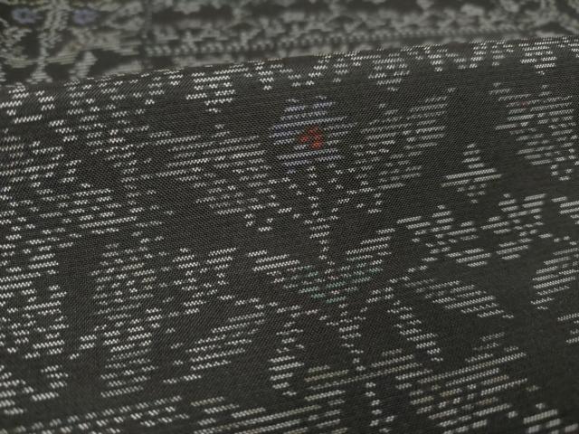 平和屋着物●本場大島紬　飾花文　黒地　正絹　逸品　AABM2408ck