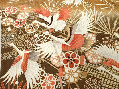 平和屋着物●豪華振袖　飛鶴花文　暈し染め　金彩　正絹　逸品　AABM2410ck