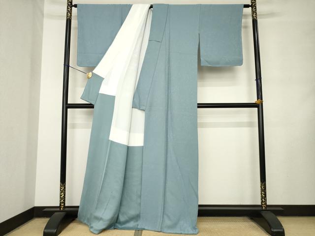 平和屋着物●上質な色無地　藍鼠色　正絹　逸品　未使用　AABM2411ck