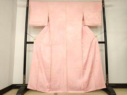 平和屋着物●日展作家　山本唯与志　レリーフ染　小紋　草木シルエット地紋　暈し染め　正絹　逸品　AABM2415ck