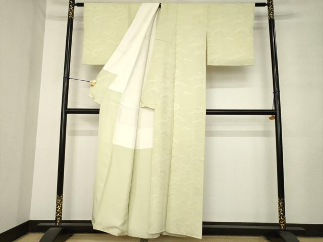平和屋着物●上質な色無地　雲重ね地紋　砂色　正絹　逸品　AABM2424ck