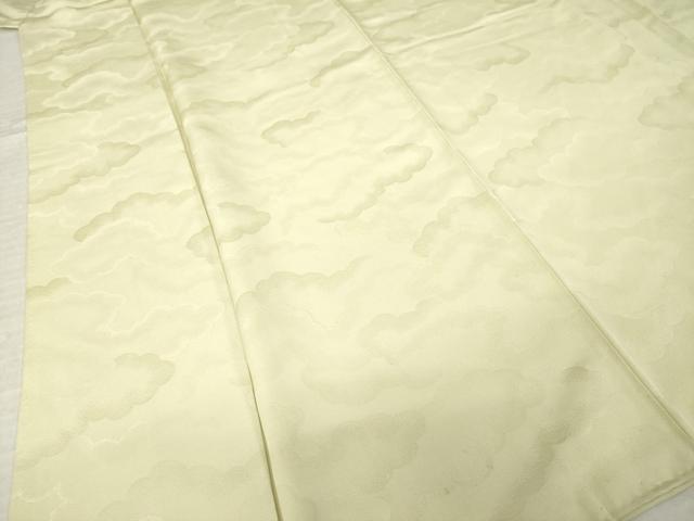 平和屋着物●上質な色無地　雲重ね地紋　砂色　正絹　逸品　AABM2424ck