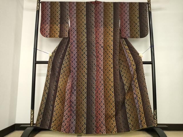 平和屋着物●菅原工房　菅原結作　漢方染紬　絞り　間道　正絹　逸品　AABM2429ck