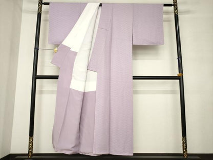 平和屋着物●上質な色無地　紗綾形地紋　紅藤色　正絹　逸品　未使用　AABM2432ck