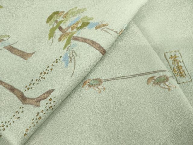 平和屋着物●豪華色留袖　蘇州刺繍　松　金糸　正絹　逸品　AABM2439ck