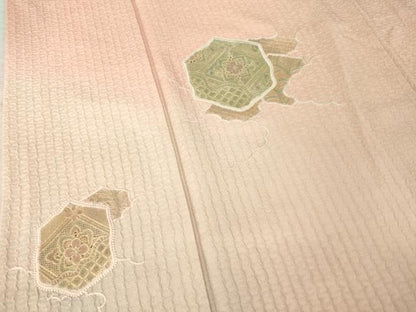 平和屋着物●中国三大刺繍　スワトウ刺繍　汕頭刺繍　総刺繍　訪問着　花亀甲文　暈し染め　正絹　逸品　AABM2457ck