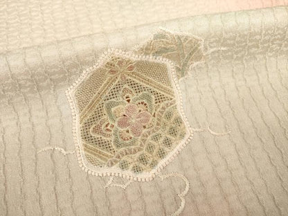 平和屋着物●中国三大刺繍　スワトウ刺繍　汕頭刺繍　総刺繍　訪問着　花亀甲文　暈し染め　正絹　逸品　AABM2457ck