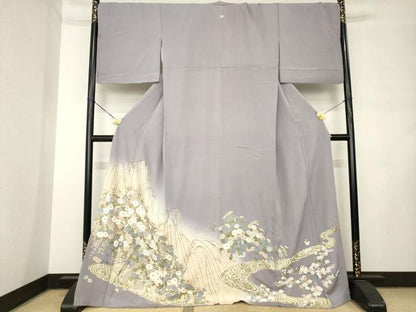 平和屋着物●豪華色留袖　流水枝垂れ花文　金彩　やまと誂製　ロング丈　正絹　逸品　AABM2461ck