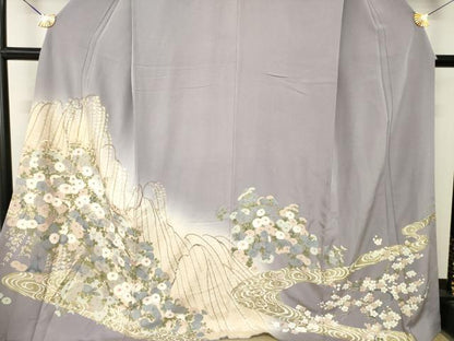 平和屋着物●豪華色留袖　流水枝垂れ花文　金彩　やまと誂製　ロング丈　正絹　逸品　AABM2461ck