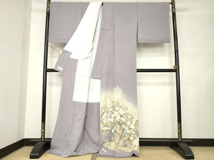 平和屋着物●豪華色留袖　流水枝垂れ花文　金彩　やまと誂製　ロング丈　正絹　逸品　AABM2461ck