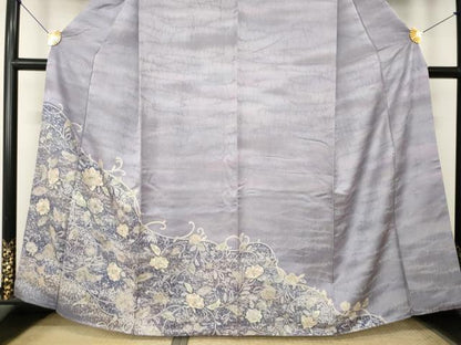 平和屋着物●訪問着　辻が花　草花文　正絹　逸品　AABM2474ck
