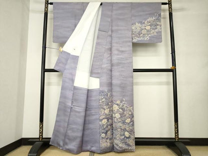 平和屋着物●訪問着　辻が花　草花文　正絹　逸品　AABM2474ck