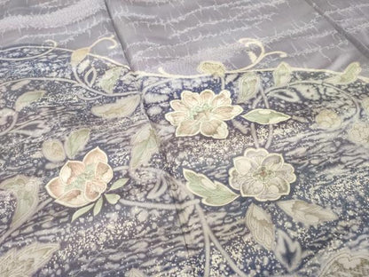 平和屋着物●訪問着　辻が花　草花文　正絹　逸品　AABM2474ck