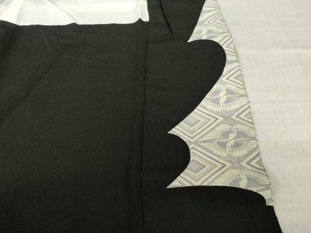 平和屋着物●豪華黒留袖　駒刺繍　双鶴飾花文　金彩　正絹　逸品　AABM2475ck