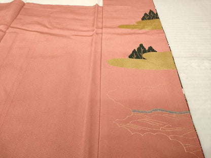 平和屋着物●訪問着　人物風景文　金彩　正絹　逸品　AABM2484ck