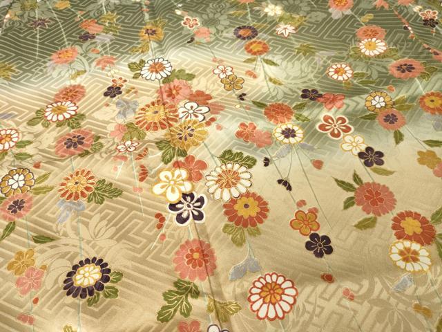平和屋着物●豪華振袖　駒刺繍　立波枝垂れ花文　暈し染め　金彩　正絹　逸品　AABM2486ck