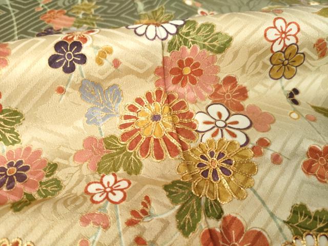 平和屋着物●豪華振袖　駒刺繍　立波枝垂れ花文　暈し染め　金彩　正絹　逸品　AABM2486ck