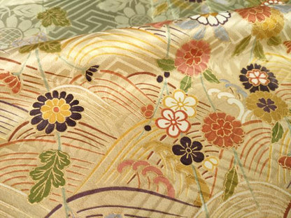平和屋着物●豪華振袖　駒刺繍　立波枝垂れ花文　暈し染め　金彩　正絹　逸品　AABM2486ck