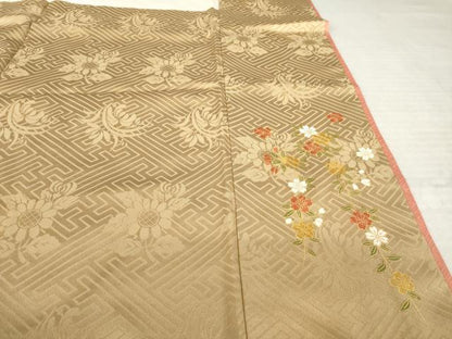 平和屋着物●豪華振袖　駒刺繍　立波枝垂れ花文　暈し染め　金彩　正絹　逸品　AABM2486ck