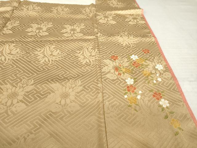 平和屋着物●豪華振袖　駒刺繍　立波枝垂れ花文　暈し染め　金彩　正絹　逸品　AABM2486ck