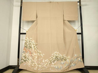 平和屋着物●色留訪問着　友禅　作家物　枝花文　正絹　逸品　AABM2488ck