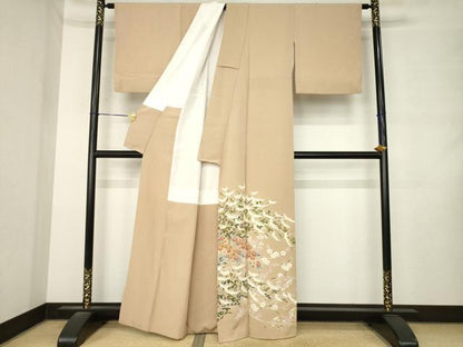 平和屋着物●色留訪問着　友禅　作家物　枝花文　正絹　逸品　AABM2488ck