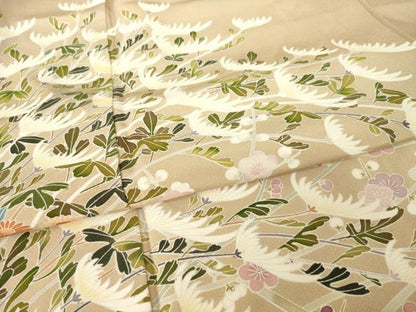 平和屋着物●色留訪問着　友禅　作家物　枝花文　正絹　逸品　AABM2488ck