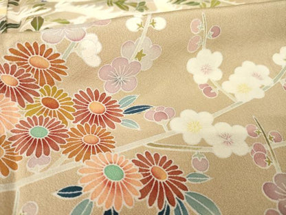 平和屋着物●色留訪問着　友禅　作家物　枝花文　正絹　逸品　AABM2488ck