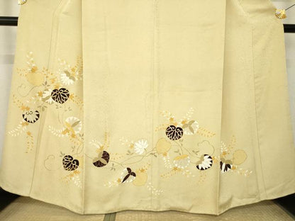 平和屋着物●工芸着物　野口　訪問着　駒刺繍　葵　金彩　正絹　逸品　AABM2494ck