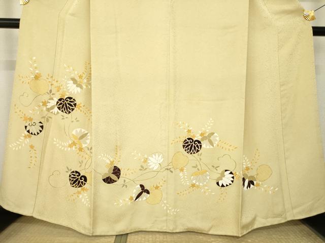 平和屋着物●工芸着物　野口　訪問着　駒刺繍　葵　金彩　正絹　逸品　AABM2494ck