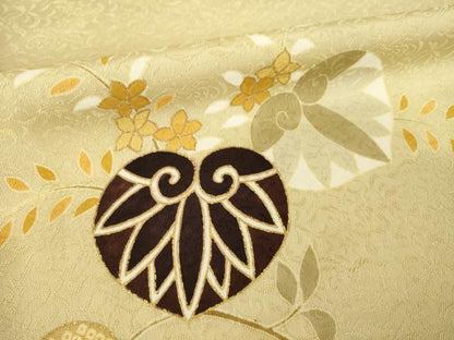 平和屋着物●工芸着物　野口　訪問着　駒刺繍　葵　金彩　正絹　逸品　AABM2494ck