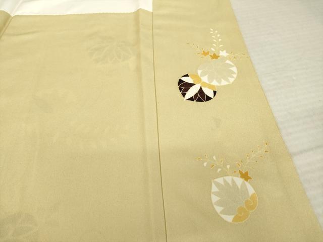 平和屋着物●工芸着物　野口　訪問着　駒刺繍　葵　金彩　正絹　逸品　AABM2494ck