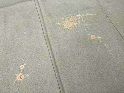 平和屋着物●色留訪問着　総刺繍　雪輪花文　金糸　正絹　逸品　AABM2498ck