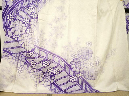 平和屋着物●豪華振袖　総絞り　渡り橋花文　ロング丈　正絹　逸品　AABM2511ck