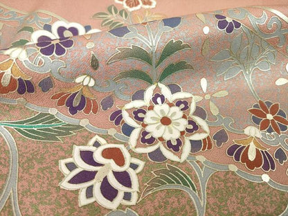 平和屋着物●豪華色留袖　更紗花文　金銀彩　正絹　逸品　AABM2512ck