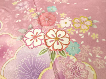 平和屋着物●豪華振袖　駒刺繍　舞花文　金糸　ロング丈　正絹　逸品　AABM2514ck