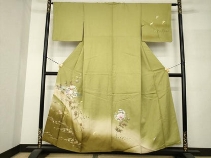 平和屋着物●訪問着　雪輪花文　暈し染め　金銀彩　正絹　逸品　AABM2515ck