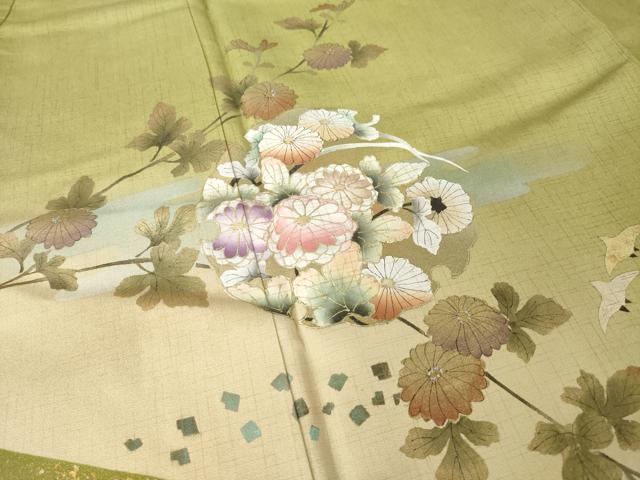 平和屋着物●訪問着　雪輪花文　暈し染め　金銀彩　正絹　逸品　AABM2515ck
