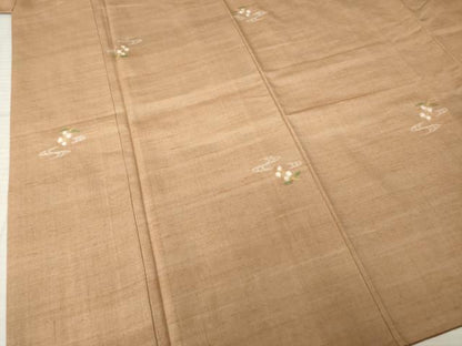 平和屋着物●上質な紬　流水花文　正絹　逸品　AABM2520ck