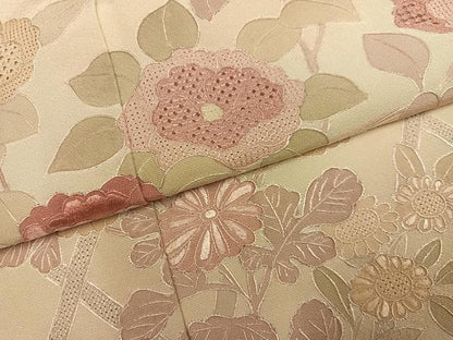 平和屋着物●中国三大刺繍　スワトウ刺繍　汕頭刺繍　総刺繍　訪問着　草花文　正絹　逸品　AABM2523ph