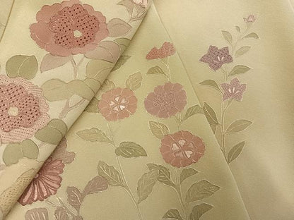 平和屋着物●中国三大刺繍　スワトウ刺繍　汕頭刺繍　総刺繍　訪問着　草花文　正絹　逸品　AABM2523ph