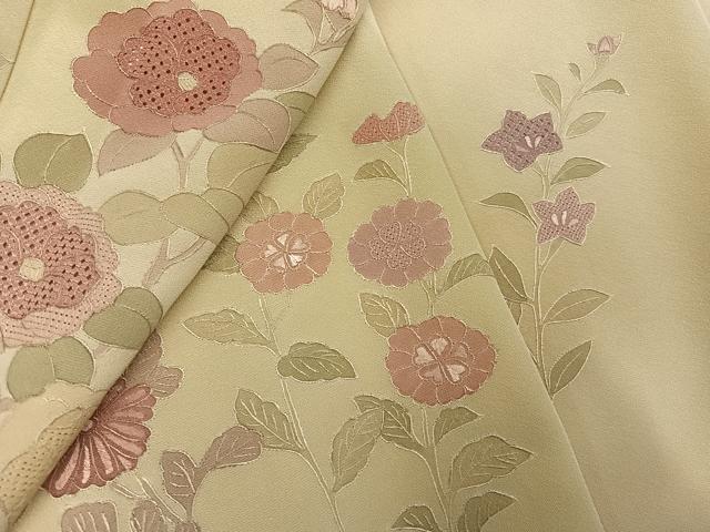 平和屋着物●中国三大刺繍　スワトウ刺繍　汕頭刺繍　総刺繍　訪問着　草花文　正絹　逸品　AABM2523ph