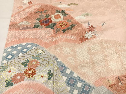 平和屋着物●創業460年・千總　訪問着　絞り　草花文　金彩　正絹　逸品　AABM2525ph
