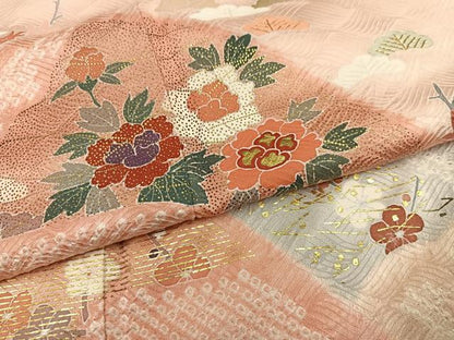 平和屋着物●創業460年・千總　訪問着　絞り　草花文　金彩　正絹　逸品　AABM2525ph