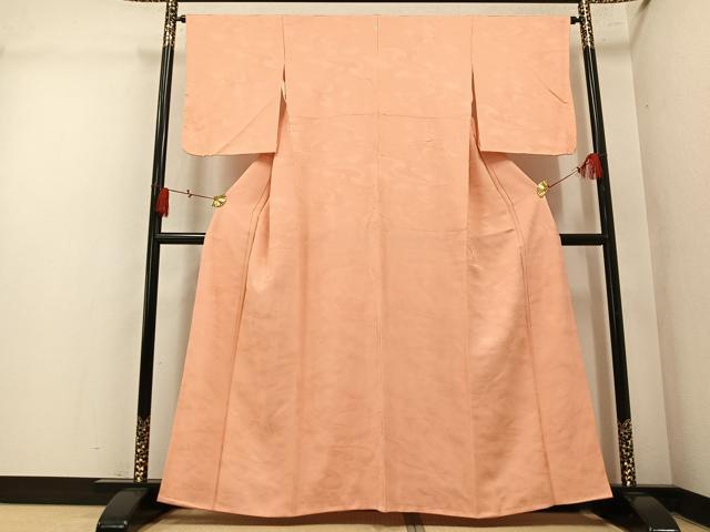 平和屋着物●上質な色無地　流水花地紋　洒落柿色　正絹　逸品　未使用　AABM2527ph