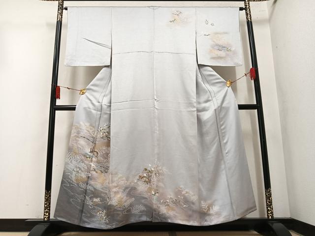 平和屋着物●訪問着　片輪車草花文　暈し染め　金彩　正絹　逸品　AABM2528ph