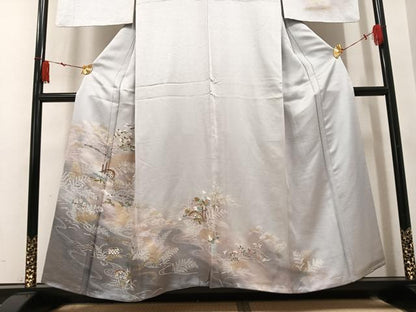 平和屋着物●訪問着　片輪車草花文　暈し染め　金彩　正絹　逸品　AABM2528ph