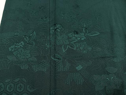 平和屋着物●中国三大刺繍　汕頭刺繍　スワトウ刺繍　総刺繍　振袖　草花文　虫襖色　正絹　逸品　AABM2530ph
