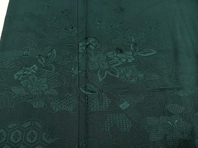 平和屋着物●中国三大刺繍　汕頭刺繍　スワトウ刺繍　総刺繍　振袖　草花文　虫襖色　正絹　逸品　AABM2530ph