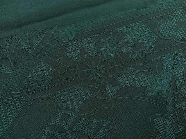 平和屋着物●中国三大刺繍　汕頭刺繍　スワトウ刺繍　総刺繍　振袖　草花文　虫襖色　正絹　逸品　AABM2530ph